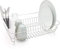 simplywire - Égouttoir à Vaisselle Inoxydable - Chrome avec Porte-Couverts Blanc