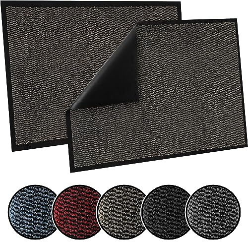 Rubber Backed Doormat, Washable Absorbent Door Mat(90x200cm, Brown) | Built to trap dirt and moisture, this washable doormat features a sturdy rubber backing for indoor and outdoor use.