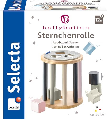 Selecta 64017 Sternchenrolle, Sortierrolle aus Holz, Bellybutton, 13 cm, bunt