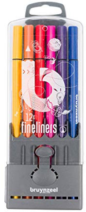 Bruynzeel Teens 12 fineliners met driekantige grip
