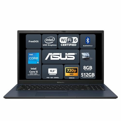 ASUS Expertbook B1 B1502CVA, 15.6 FHD 1920 x 1080 16:9, Intel® Core™ i5-1335U, 8 GB DDR4-SDRAM, 512 GB SSD PCIE 4 M.2, Intel® UHD Graphics, FREE DOS, Wi-Fi6, BT