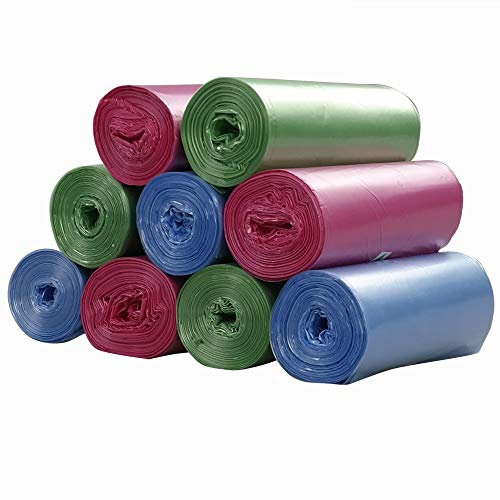 Ordate 20L Müllsäcke Mülltüten Mülltüte Muellsack Abfallsack Müllbeutel, Blau/Grün/Pink, 180 Beutel