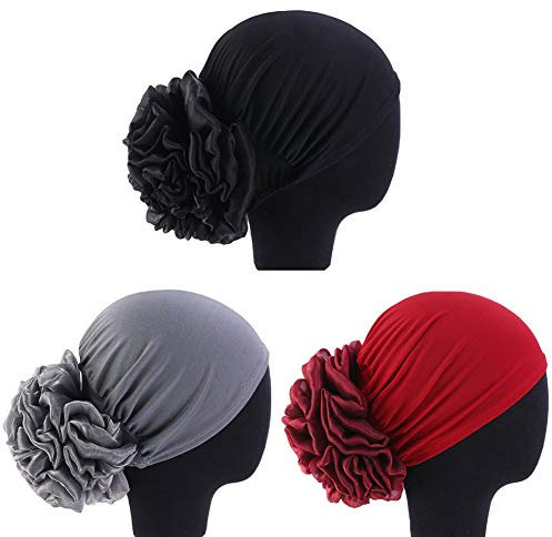 BABAHU Damen-Turban, elastisch, Blumenmuster, 1 Pack/2 Packungen - Einheitsgröße