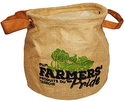 alles-meine.de GmbH 2 Stück Pflanztaschen/Blumentöpfe - Jute Stoff - Pflanzsäcke - Ø 20 cm - rund - 6,3 Liter - braun - Beutel - Farmers Pride - Pflanzkübel - Gartensack - Üb..