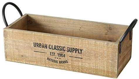 Holzkiste braun Dekokiste Shabby Kiste Obstkiste Holz Deko Landhaus mit Griffen (Kleine Kiste: Länge 41 cm)