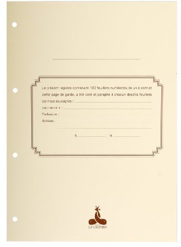 Le Dauphin - Réf. 2735D - Recharge numérotée/perforée 58 feuillets unis blanc, épaisseur du papier 90g, avec gardes titrées pour classeurs Mouvements de titres, liste des actionnaires - Format A4