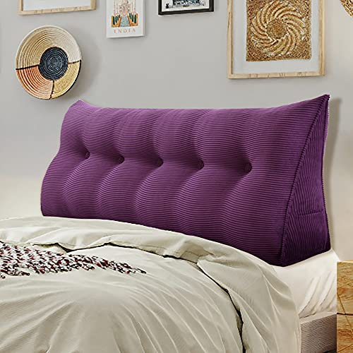 vercart Multifunktional Bett Kopfteil Gepolstert, Dekorativ Kopfteil für Bett, Ergonomie Rückenlehne Wandkissen, Tragbar Kopfstütze Wandschutz Bett, mit Abnehmbarem Bezug Kordsamt 200cm Lila