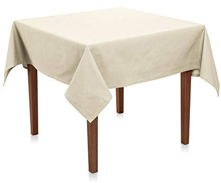 Tischdecke Baumwolle Linon - Uni, Einfarbig, Baumwolltischdecke, Tischtuch, Tischdeko (Creme, 80x80 cm)