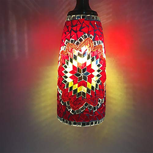 AIBOTY Türkisch Pendelleuchte, Marokkanische Glasmosaik Zylindrische Hängelampe Licht-5 Breite E27 LED Handgemachte Deckenpendelleuchte für Bar Theke,D