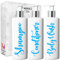 Print Maniacs 3 Set Mrs Hinch Inspired White Personalised Dispenser Pump Bottles Shampoo Conditioner Body Wash (Baby Blue)