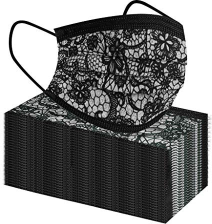 Sunenjoy [Totale 50 Pezzi] Adulto Protettivo Monouso Visiera Bocca Faccia, Protezione per Il Viso - 3 Strati, con Elastici, Antipolvere pieghevoli M