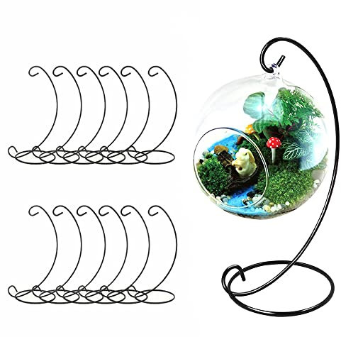 10 Pack Ornament Display Stand Iron Hanging Stands Rack Holder Bauble Globe Air Plant Terrarium Witch Ball Holders For Home Party Wedding Craft Christmas Decor