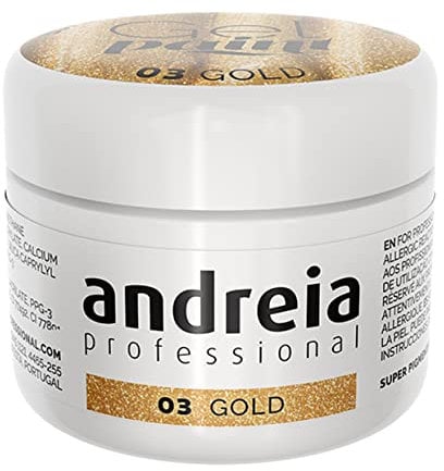 Andreia Professional Nail Art Design Gel Paint Pots - Highly Pigmented, Intense Colour - No Flow, High Viscosity UV Gel Paint for DIY Manicure - Vegan - 4g - 03 Gold