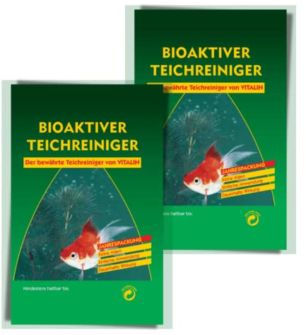 Vitalin Teichreiniger biologisch, Algenstopp & klares Wasser, ungefährlich für Fische, Pflanzen, 50g