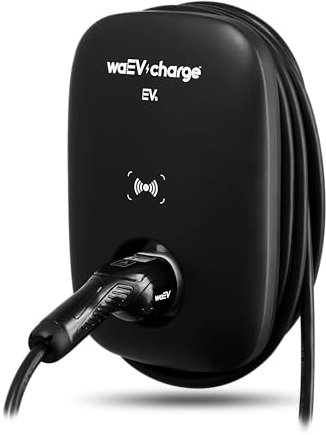 Fully Installed waEV-charge EV1i | EV charger | 7.4kW Electric Vehicle Charger | Type 2 Plug | 5M tethered cable | WiFi, Bluetooth, LAN Smart Charger | PEN Protection | Powered by ev.energy