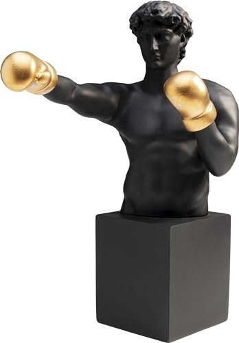 Kare Design Deko Objekt Balboa, Schwarz, Boxer, Polyresin lackiert, Handgearbeitet, 40x20x25 cm (H/B/T)