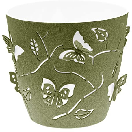 Lashuma Innen u. Außen Pflanztopf rund, Blumenschale Kunststoff Ø 14 cm, Anzuchttopf grün