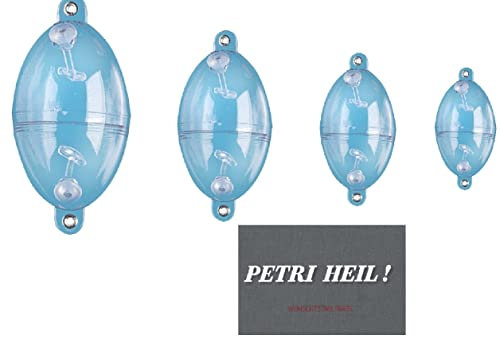 blntackle76 Set 2-4 Wasserkugeln Buldo klar oval 8,15, 30 & 40 Gramm, mit Metallösen Blase wasserkugel Ei + gratis Petri Aufkleber (2 x 30 Gramm)