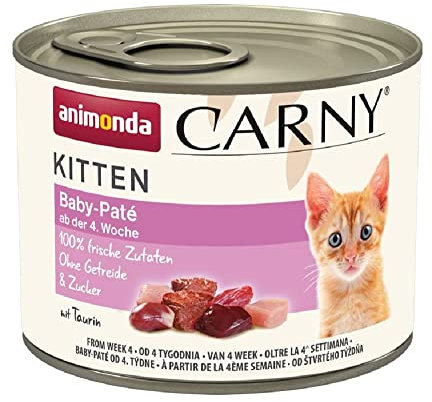 animonda Carny Katzen Nassfutter Kitten Baby-Paté (12 x 200g), Kitten getreidefreies Katzennassfutter ohne Zucker für wachsende Kätzchen bis 1 Jahr, mit frischen Zutaten