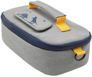 KLEINE KEKSE Kleiner Kulturbeutel für Kinder zum Aufhängen, Dinosaurier Grau-Blau