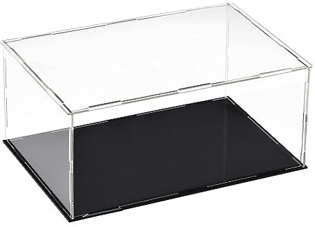 TA-VIGOR Transparente Acryl-Vitrine, 30 x 20 x 15 cm, zusammenbaubar, Würfel-Organizer, Ständer, staubdichter Schutz, Vitrine mit schwarzem Sockel für Actionfiguren, Spielzeug, Sammlerstücke,