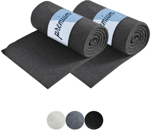 wometo 2er Set Premium Fleecedecke Melange OekoTex 130x160 cm ca. 550g extra dick - dunkelgrau Melange (Bi-Color) mit Anti-Pilling und Qualitäts-Kettelrand