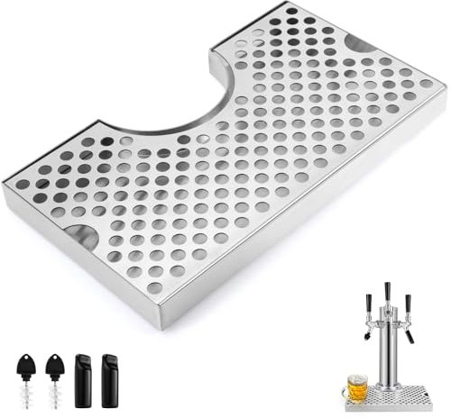 Hilangsan Kegerator Drip Tray Stainless Steel Beer Drip Tray Bar Drip Trays for Kegerator Beer Tap Drip Tray Keg Drip Tray Kegerator Accessories Anti-Skid Base Metal Kegrator Drip Mat