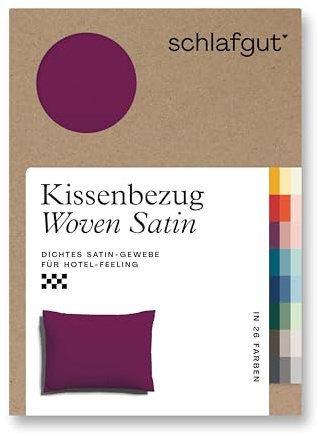 schlafgut Woven Satin Kissenbezug 70x90 cm Purple Deep Uni in Premium Hotelqualität, Kopfkissenbezug einzeln mit 100% weicher Baumwolle | Kopfkissenbezug, Kissenhülle, Lila, Satin, 100% Baumwolle, Hotelqualität, bügelfrei, OEKO-TEX