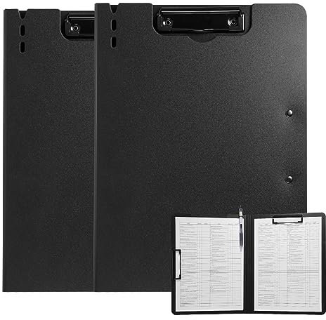 RETONBA Porte-bloc A4, paquet de 2 planches à pinces pliables en plastique, presse-papiers avec couvercle, dossier presse-papiers, presse-papiers léger pour école/industrie/bureau