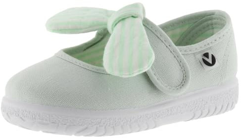 victoria Merceditas Unisex Ojalá Lona & Tira Adherente & Lazo Rayas 105110 para Niños Melon 22