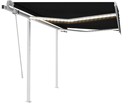 Tidyard Markise Manuell Einziehbar mit LED 3x2,5 m Anthrazit