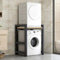 Mueble Lavadora Secadora Mueble para Lavadora Altura Ajustable Mueble Lavadora y Secadora Vertical Capacidad de 350kg Estantería Lavadora sin Montaje en Pared o Perforación (Nogal, Marco Negro)
