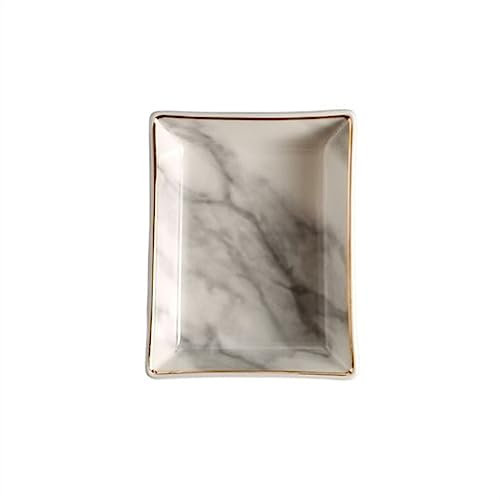 Bandejas para Servir Bandeja de almacenamiento de cerámica de mármol de imitación Bandeja de almacenamiento de llaves Bandeja de exhibición de joyería rectangular Bandeja decorativa Bandeja de Cena(Si