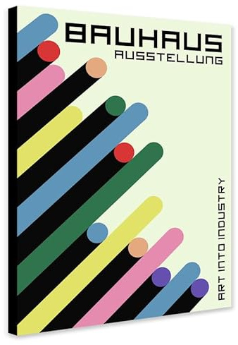 Bauhaus Ausstellung Geometrische Röhren – Gerahmte Leinwand Wandkunst (A0, 117 x 81 cm)