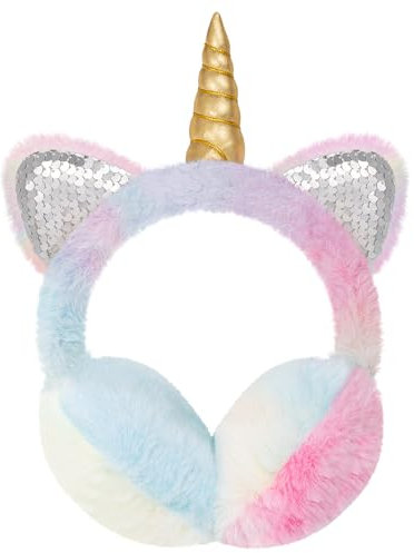 BTHRORO Licorne Cache Oreille Enfants Peluche Cache Oreilles Chauffe-oreilles Hiver Réglables Cache-oreilles d'Extérieur Chaud pour Les Femmes Filles Cadeau D'hiver