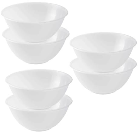 Homeshopa Plastic Mixing Bowl, 2 Litre 6 Pk Reusable Kitchen Cooking Serving Bowl, Non Slip Base, Compact & Stackable, Popcorn Salad Bowl for Food Prep Baking, Dishwasher Safe, 20cm Clear