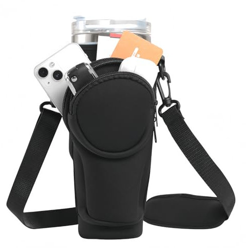 Elfinfi Tasse pour Stanley Cup Accessoires, Compatible avec 40oz 30oz Thermos pour Stanley Cup, Accessoires pour Stanley Cup Porte - Bouteille d'eau Tote Bag avec Sangle Réglable (Noir)