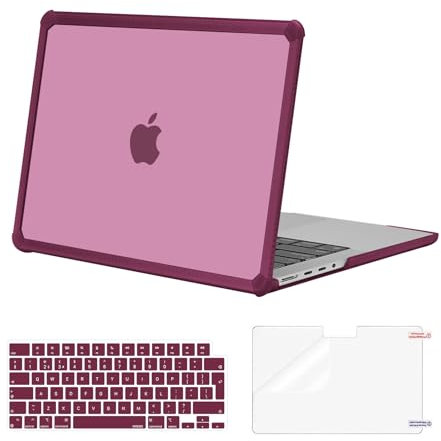 MOSISO Funda Compatible con MacBook Pro 14 Pulgadas 2025-2021 M5 M4 M3 M2 M1 A3434 A3112 A3185 A3401 A2918 A2992 A2779 A2442, Heavy Duty TPU Bumper Carcasa Dura&Teclado&Pantalla Film,Vino Rojo