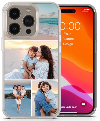 AIGAT Personalisierte Handyhülle für iPhone SE 2020 / SE 2022 - mit Fotocollage Hybride iPhone Hülle Zweilagig TPU-Acryl Individuelles Bilder - Ihr Design Hier | 4 Fotos