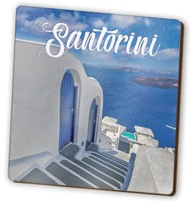 1 x Santorini Square Magnet - Greece Greek City Travel Holiday Fridge Magnetic Travel Holiday Family Friend Women Men #82348