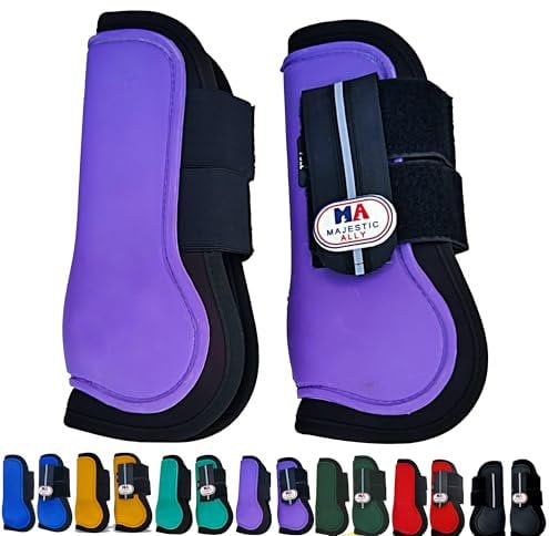 Majestic Ally Streich- und Sehnenschützer-Set, PU-Schale, Neoprenfutter, Klettverschlüsse, mehrere Farben und Größen (Gamaschen, lila, voll)