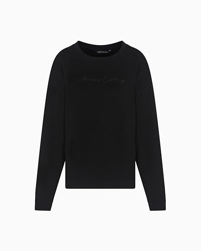 Armani Exchange Damen Essential, Embroidered Logo Signature, Crewneck Sweatshirt