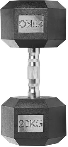 Gallant 20kg Dumbbells Pair - Rubber Encased Cast Iron Hex Dumbbell - 20kg Weights Dumbbells Set for Men & Women, Weight Lifting Strength Training Equipment Home Fitness Gym Weights (20 kg x 1)