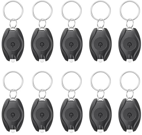 Pawfly 10 llaveros LED mini LED llavero luz 14 lúmenes portátil ultra brillante batería Powered Key Ring antorcha para senderismo e iluminación de emergencia