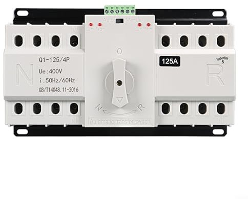 Besttoolifes Dual Power Automatischer Transferschalter 2P/4P Dreiphasig 400V 125A/100A/80A Millisekunden Schalter für Generator USV Wechselrichter Solar PV CE zertifiziert (4P125A)
