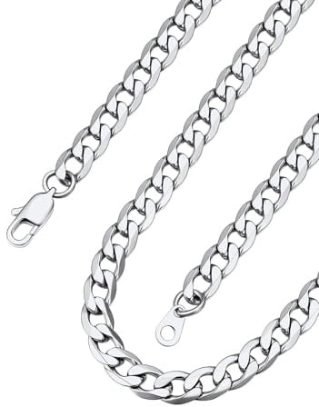 ChainsPro Halskette Herren Klassische kubanische Panzerkette Cuban Chain Necklace Hip pop für Männer 4mm breit Gliederkette Edelstahl Silber/Schwarz/Vergoldet 46-76cm