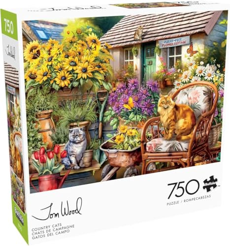 Buffalo Games Tom Wood – Landkatzen – 750-teiliges Puzzle für Erwachsene, herausforderndes Puzzle, perfekt für Spieleabende, fertige Puzzle-Größe ist 24,00 x 18,00 cm