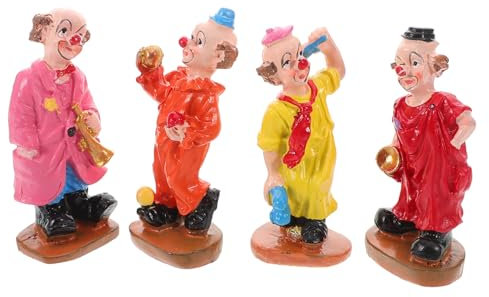 Vaguelly 4 Stück Bunte Clown Figuren Mini-Clowns Deko für Sandspiel Garten und Tischgestaltung Clown Ornamente Kreative Wohnaccessoires für Partys und Feste Halloween