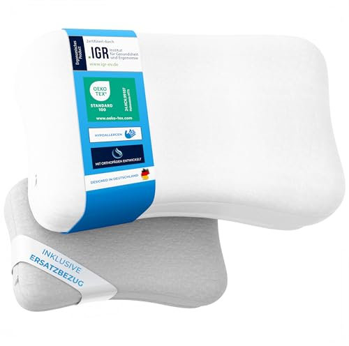 BACK BODYGUARD - Recovery Pillow, Nackenkissen, Ergonomisches Kopfkissen mit 2 Bezügen, orthopädisches Kissen - Härtegrad: medium (50 X 30 X 12 cm)