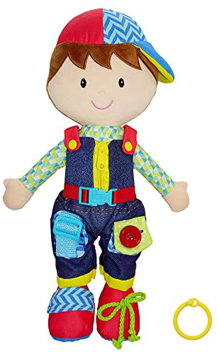 Lullaberry 40cm Dressy Friends Lucas - Educational Stuffed Plush Doll For Kids and Toddlers 18 Months and Up - Montessori Buckle Soft Toy